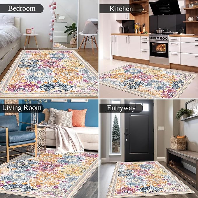 Vaukki Living Room Rug, Vintage Shaggy Soft Laundry Rug, Non Slip Kitchen Area - Image 3