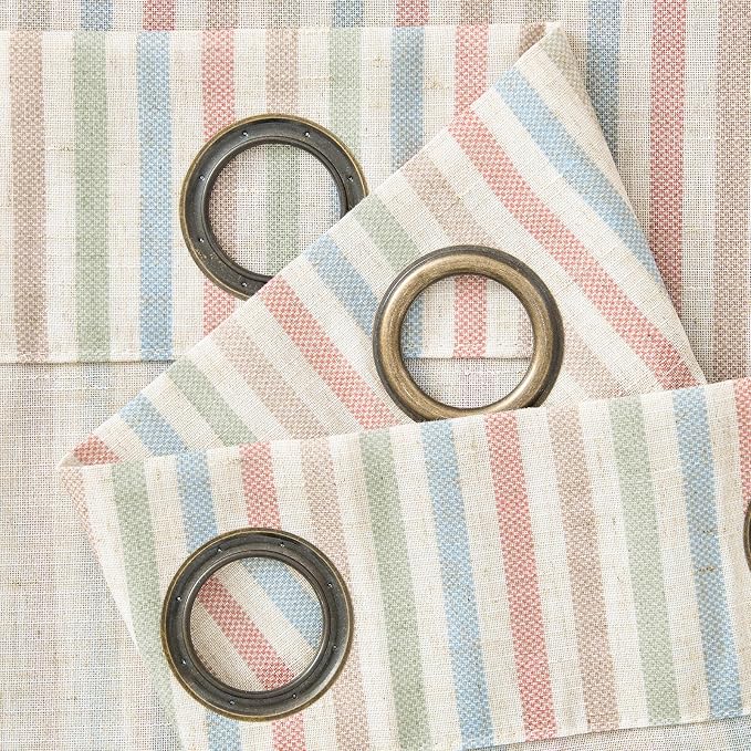 JINCHAN Linen Curtains for Living Room, Candy Striped Curtains 96 inch Length - Image 9