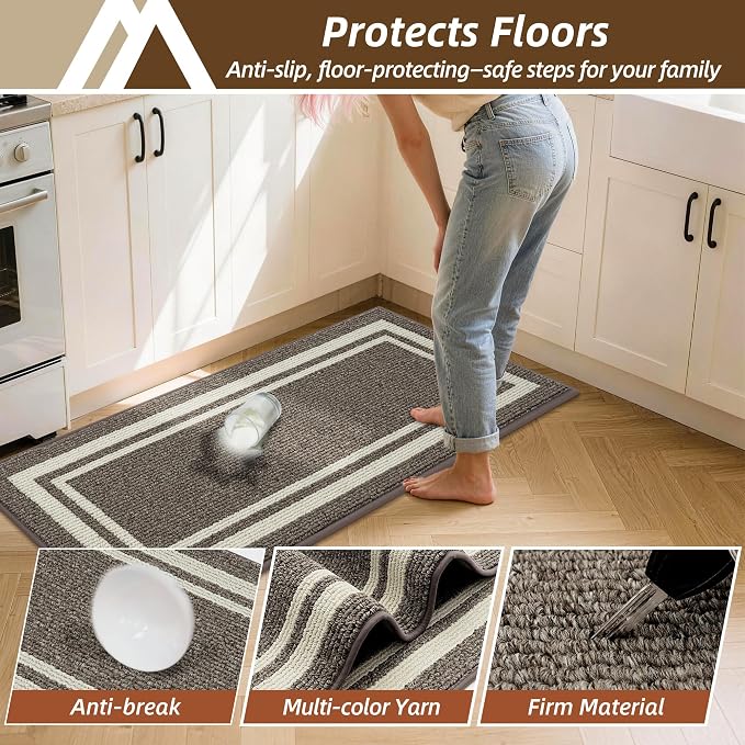 COSY HOMEER Kitchen Rugs Non-Slip 20x30/20x48 Inch Thick Polypropylene Standing - Image 5