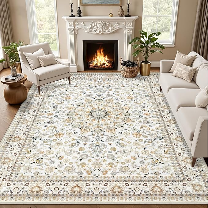 6x9 Area Rugs Living Room Rug: Washable Vintage Boho Rug No Slip Stain by EXPEDIX