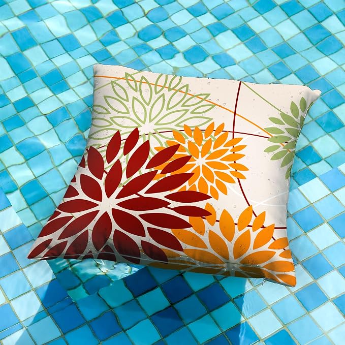 DFXSZ Red Orange Fall Pillow Cover 18X18 Inch Set of 2 Outdoor Waterproof - Image 2