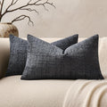 ZeeMart Fine-Textured Lumbar Throw Pillow Covers Set of 2, 12x20 Inch Navy by ZEEMARTONLINE