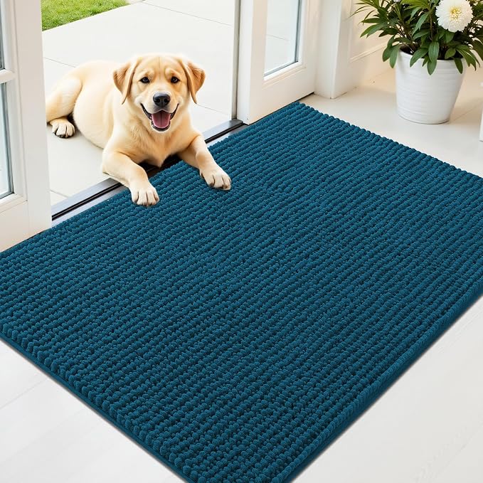 OLANLY Dog Door Mat for Muddy Paws 44x32, Ultra Absorbent Chenille Mud Doormat by OLANLY