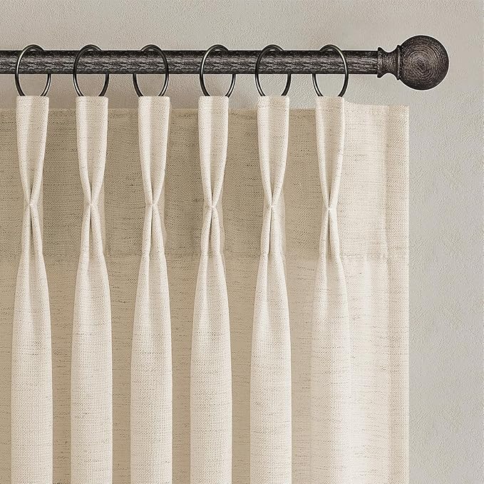 Topfinel 105 Inch Curtains 2 Panels Set, Two Packs Pinch Pleat Back Tab Linen by Topfinel