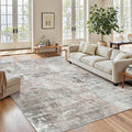 Abstract Rug 5x7 Machine Washable Area Indoor Pink Grey Low Pile Non-Slip by Soalmost