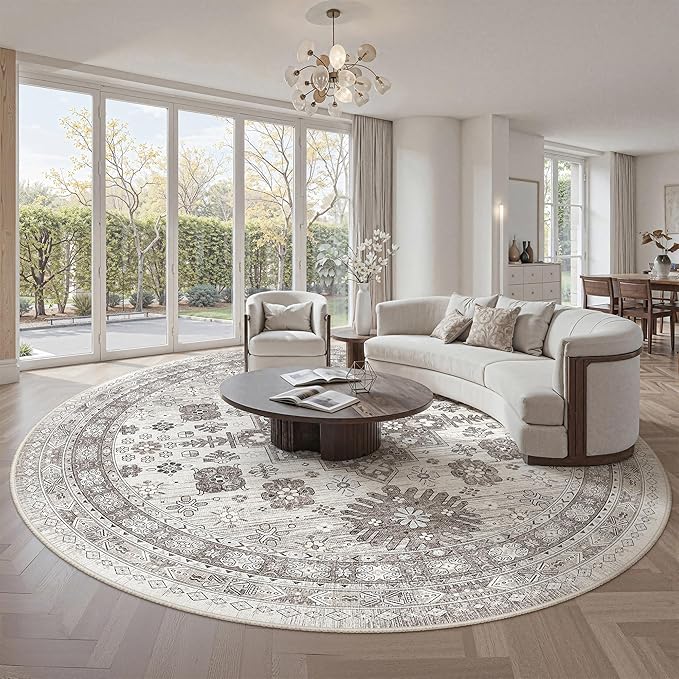 zesthome 9ft Round Rugs for Living Room, Non-Slip Washable Round Area Rugs by Zesthome