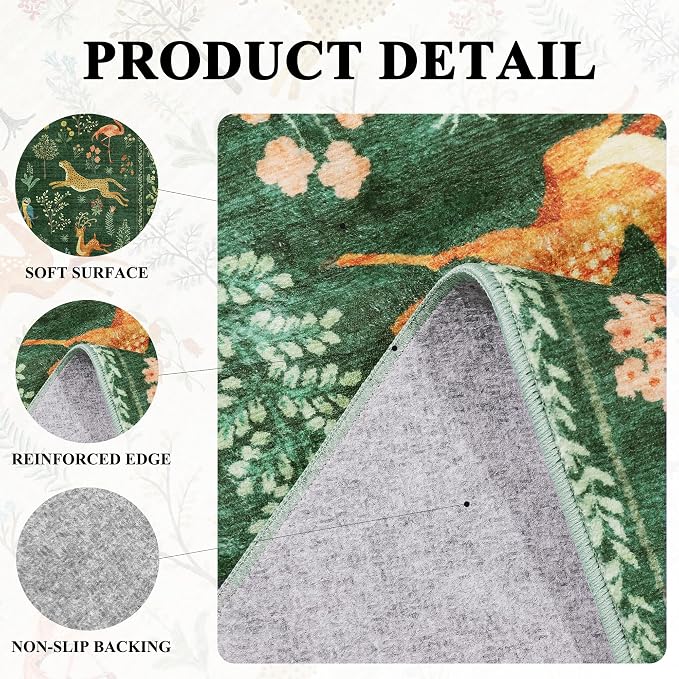 DUKINO 3x5 Rug, Washable Animal Area Rug - Image 4