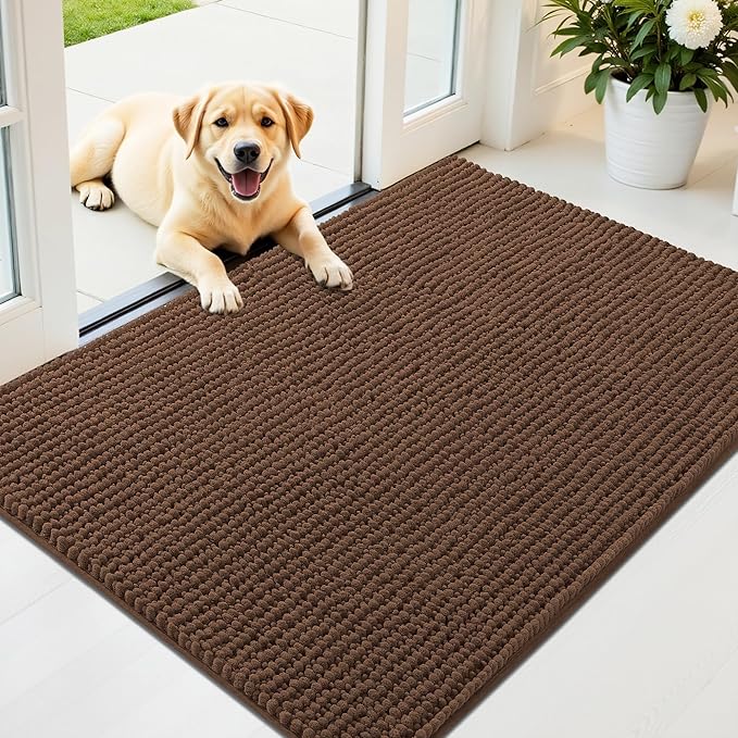 OLANLY Dog Door Mat for Muddy Paws 44x32, Ultra Absorbent Chenille Mud Doormat by OLANLY