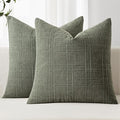 MIULEE Decorative Linen Check Euro Shams Throw Pillow Covers Neutral Farmhouse by MIULEE