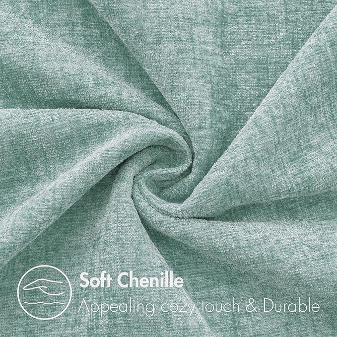 MIULEE Pack of 2 Couch Throw Pillow Covers 20x20 Inch Soft Aqua Green Chenille - Image 2