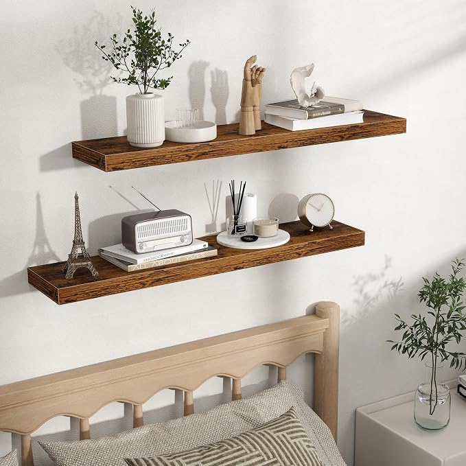 Fun Memories Floating Shelves for Wall, Rustic Wood Wall Mounted Shelves for - Image 5
