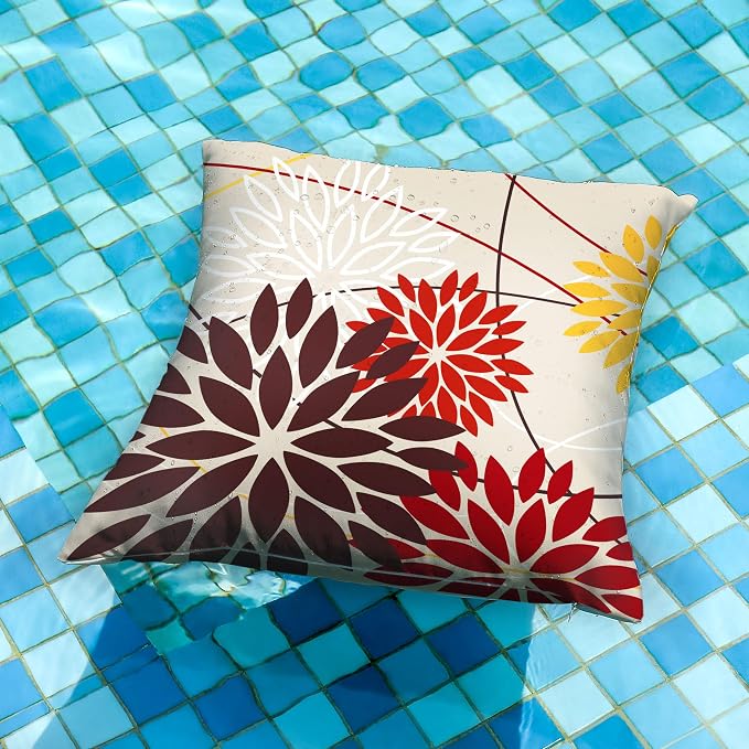 DFXSZ Red Brown Outdoor Pillow Cover 16X16 Inch Set of 2 Outdoor Waterproof - Image 2