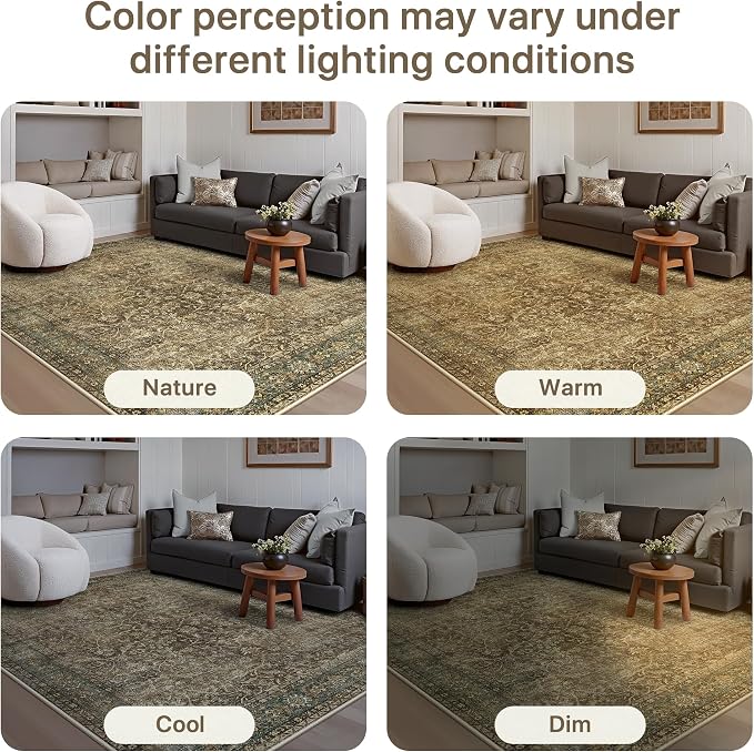 Bavni Area Rugs 8X10-Machine Washable Rug Lightweight Low Pile, Vintage Floral - Image 8