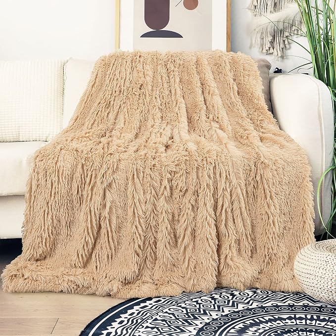 Tuddrom Decorative Extra Soft Faux Fur Blanket Queen Size 80" x 90", Solid - Image 8