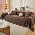 ROOMLIFE Couch Cover with Tassel Brown Chenille Sofa Cover Blanket by ROOMLIFE
