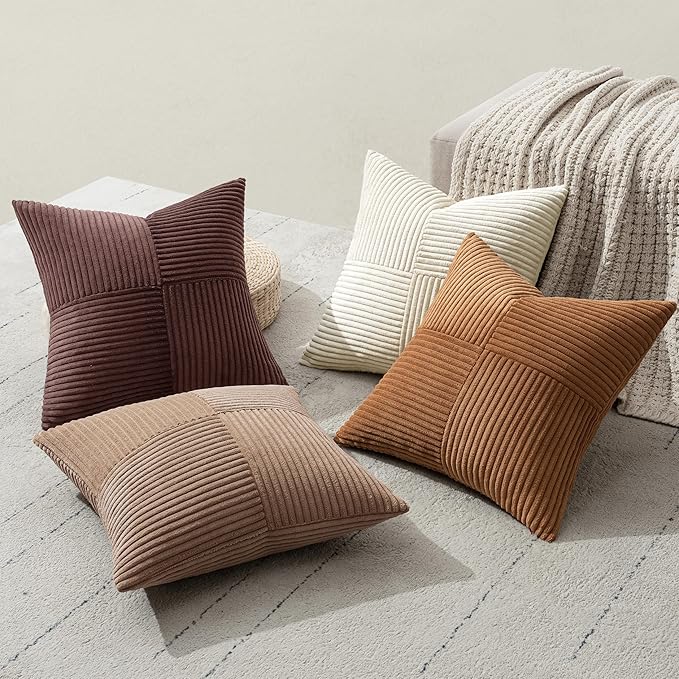 MIULEE Brown Throw Pillow Covers 16x16 Inch Set of 4 Boho Farmhouse Cushion - Image 6