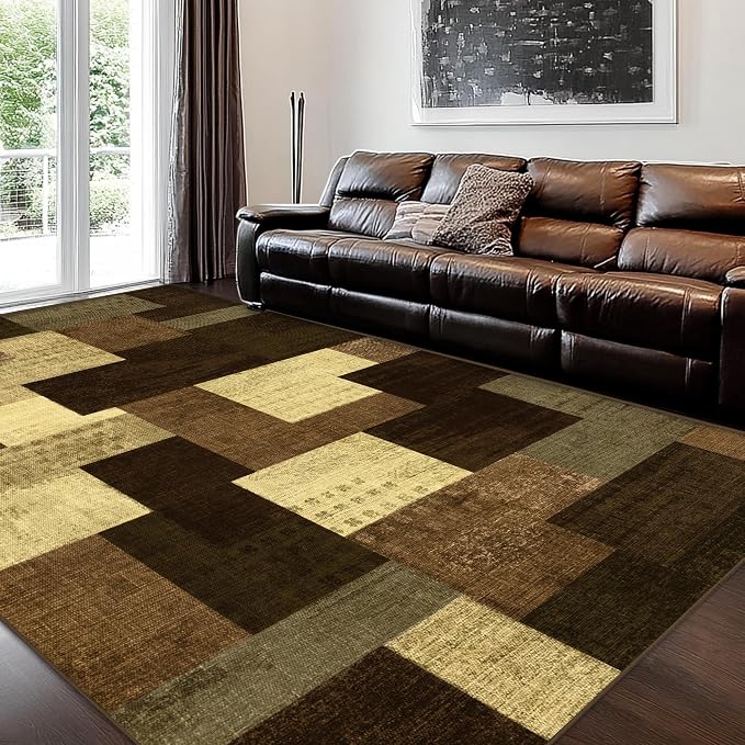 Modern Geometric Patchwork Indoor Area Rug - Image 4