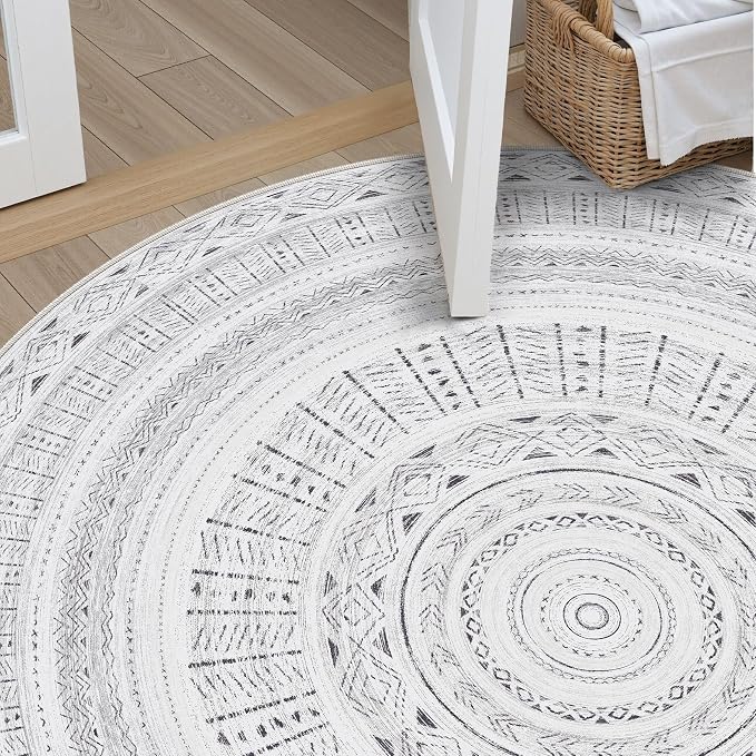cotiled 6x6 Round Area Rug Living Room: Washable Boho Rugs - Image 6