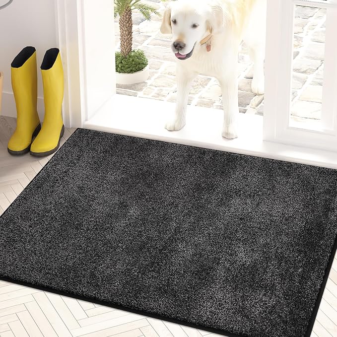 PURRUGS Dirt Trapping Door Mat 24" x 35.5", Non-Slip Machine Washable Entryway by PURRUGS