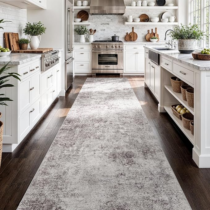 3x14 Washable Kitchen Runner Rug – Abstract Non-Slip Mat by Puino