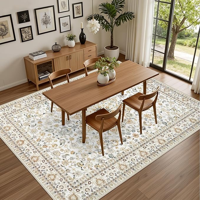 8x10 Area Rugs for Living Room: Washable Rug Soft Vintage Boho Carpet Indoor - Image 5
