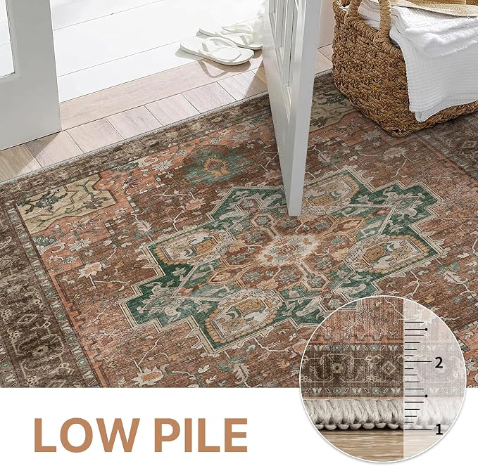GENIMO 8x10 Area Rugs for Living Room, Machine Washable Non Slip Vintage Rugs - Image 5