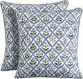 Ridhi Block Print Light Steel Blue Pillow Cover 18" x 18" Decorative Couch by Ridhi