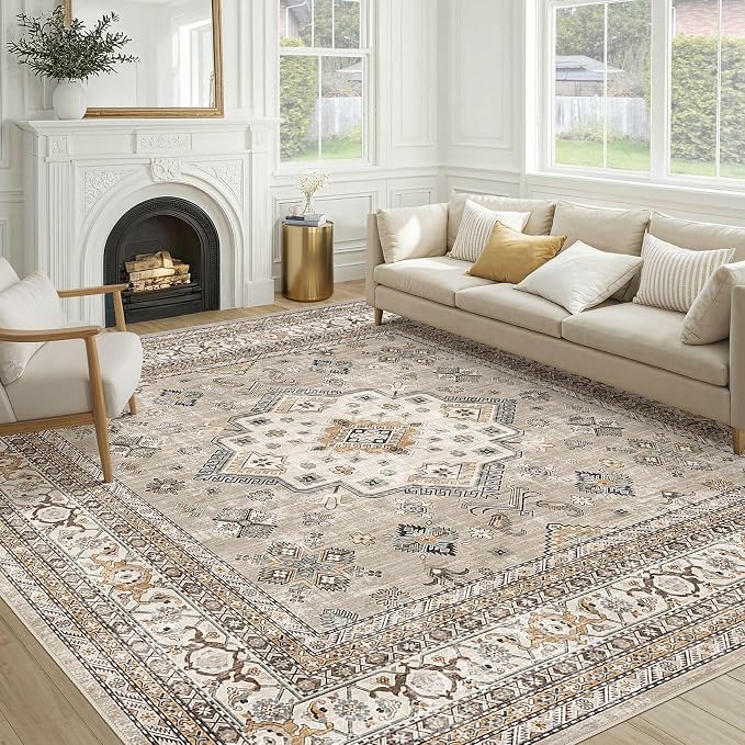 Vintage Living Room Square Area Rug 8x8 by COTILED
