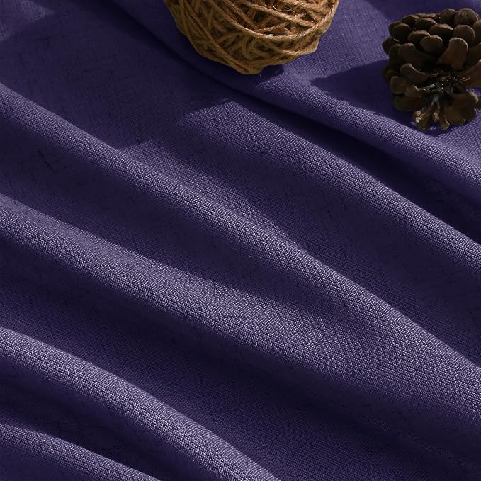 Nanspring Purple Linen Blend Light Filtering Back Tab Curtains 102 Inches Long - Image 5