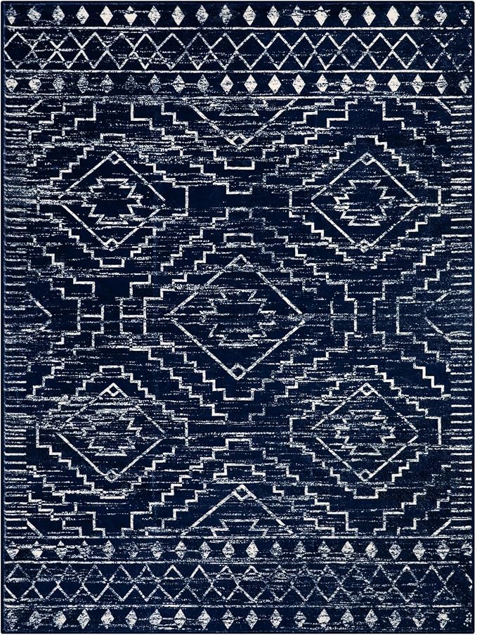 Wonnitar Moroccan Washable 9x12 Rug, Large Blue Rugs - Image 8