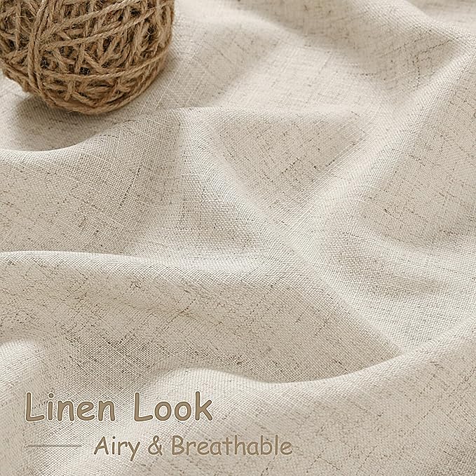 Boho Linen Curtains for Living Room 126 Inches Long Light Filtering Semi Sheer - Image 4