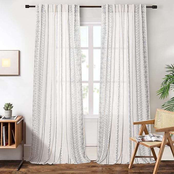 MEETSKY Boho Curtains 84 Inches Long Curtains - Image 2