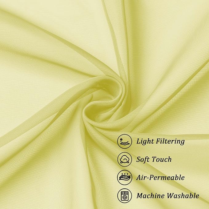 Chyhomenyc Lemon Sheer Curtains 96 inches Long 2 Panels, Light Filtering Soft - Image 7