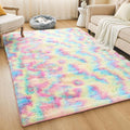 Litanika 6x9 Shag Area Rug for Living Room Bedroom, Tie-Dyed Rainbow High Pile by Litanika