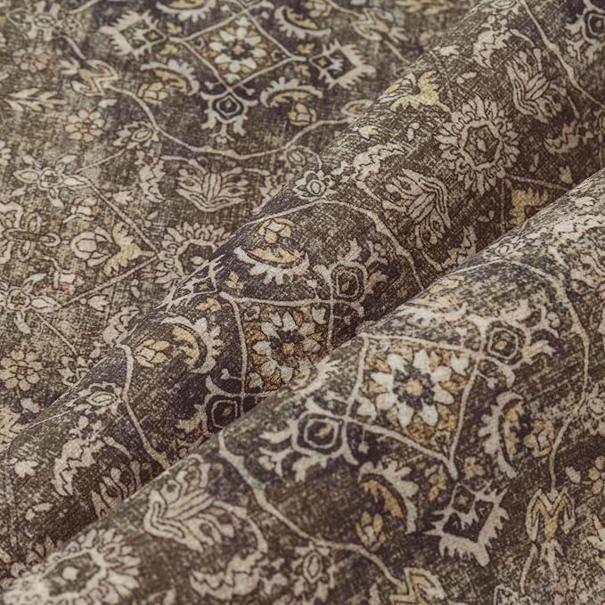 PureCozy 6x9 Area Rug for Living Room Brown Vintage Washable Bedroom Carpet - Image 7