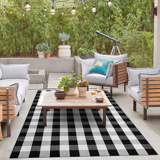 IOHOUZE Buffalo Plaid Rug 5x8 Ft Indoor Outdoor Rug, Washable Rugs - Image 2