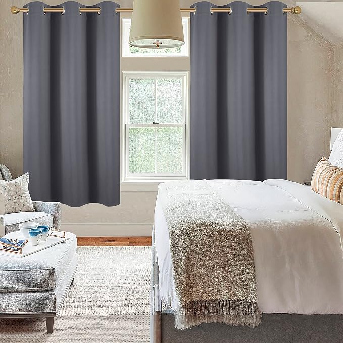 Diraysid Dark Grey Grommet Blackout Curtains - Image 4