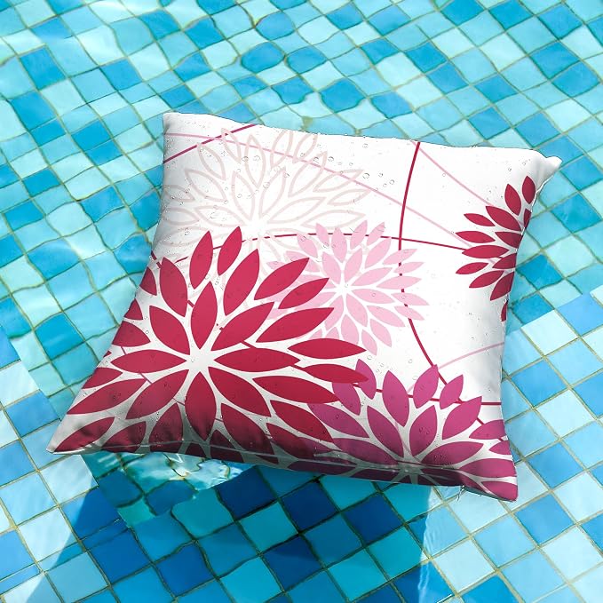 DFXSZ Shades of Pink Floral Pillow Covers 18x18 Set of 2 Outdoor Waterproof - Image 4