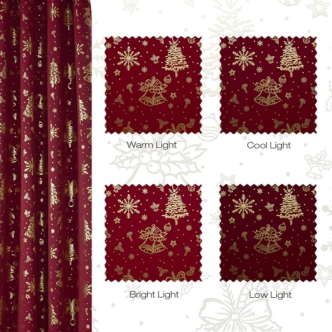 NICETOWN 2 Panels Christmas Red Curtains 42 x 84 Inch, Xmas Home Decor - Image 7