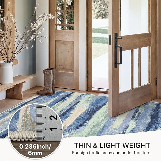 GENIMO 2X3 Washable Modern Doormat, Non-Slip Low Pile Chenille Area Rug - Image 6
