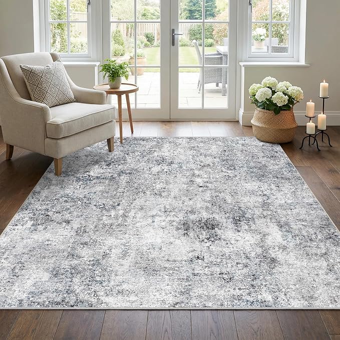 5 Square Area Rug: Washable Low Pile Carpet by Puino