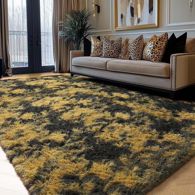 Amdrebio Black Gold Yellow Grey Rugs - Image 7