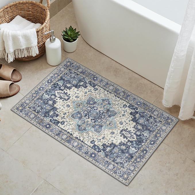 GENIMO Area Rug 2x3 Doormat, Machine Washable Low Pile Rugs, Small Retro - Image 3