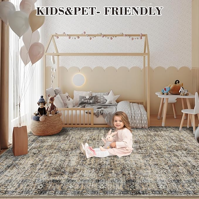 GarveeHome Large Area Rug 9x12 Washable Vintage Floral Rug - Image 6