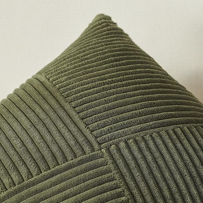 Topfinel Set of 2 Olive Green Decorative Throw Pillow Covers 16x16 Inches - Image 4