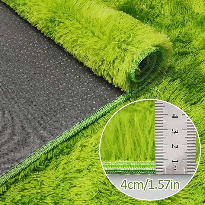 Green Tie-Dyed Rug for Living Room 5x8 Fluffy Area Rug Mat Bedside Throw Rug - Image 3