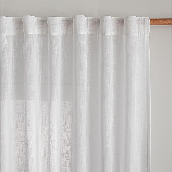 MYSKY HOME White Curtains 80 Inch Length 2 Panels Set by MYSKYHOME