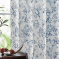 jinchan Linen Floral Curtains for Living Room 96 Inch Length Blue Printed by JINCHAN