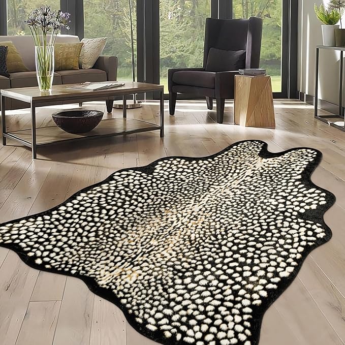Leopard Print Rug for Living Room, Cheetah Rug 6.2x8.2 Faux Animal Print Skin by WARMHAVEN