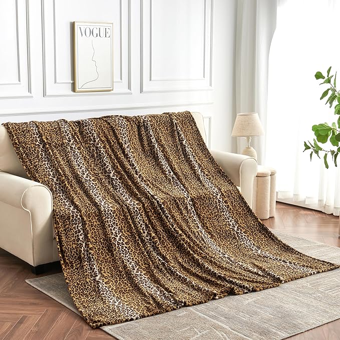 Edenleaf Fleece King Size Super Soft Cozy Leopard Print Blanket - Image 5